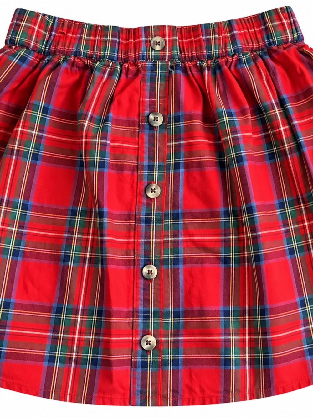 Mini Boden Red Plaid Button-Front Girls' Skirt